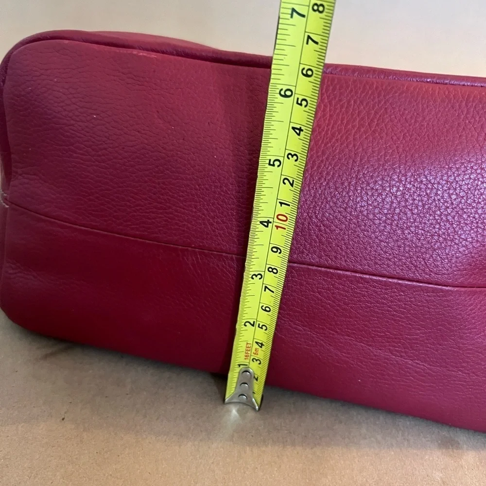 Tignanello Red Genuine Leather Medium Size Double Hand Tote Handbag - Picture 6 of 16